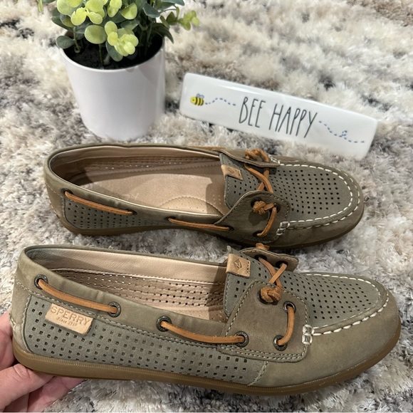 Sperry Shoes Sperry Womens Coil Ivy Perforated Leather Suede Boat